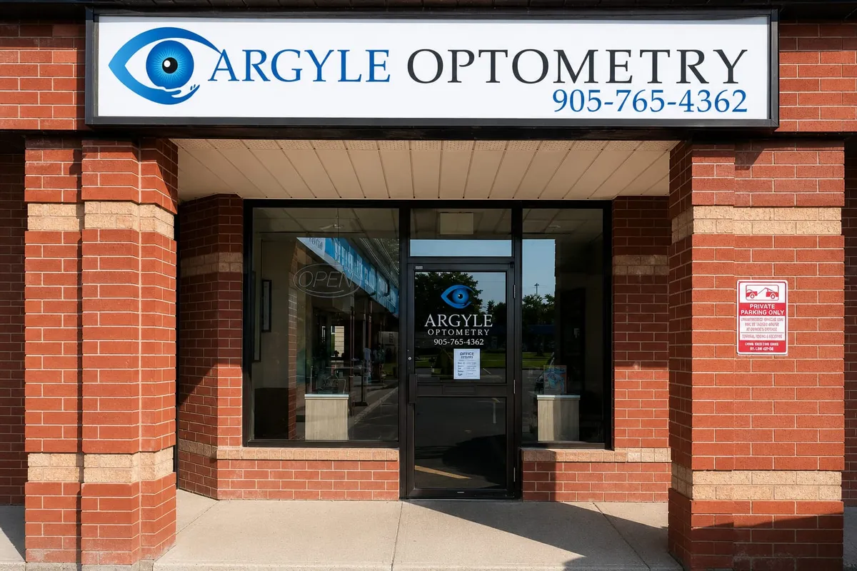 The Argyle Optometry storefront on Argyle Street in Caledonia